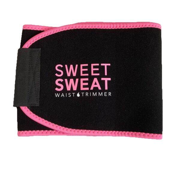 Sweet Sweat Waist Trimmer Band (Women & Men) - Trainer Belt - Black Pink Size M - Picture 1 of 6